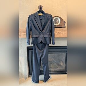 Aya Muse pinstripe jumpsuit blazer pantsuit navy wool small Set